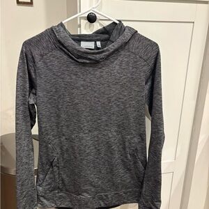 Athleta Gray Striped Cowl Neck Top